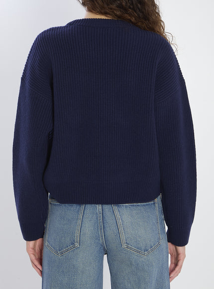 Celine Ribbed Wool Crew-neck Sweater