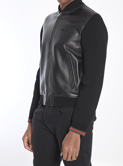 Gucci Nappa Leather And Knit Bomber