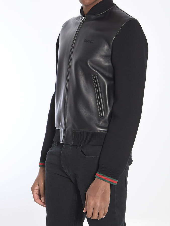 Gucci Nappa Leather And Knit Bomber