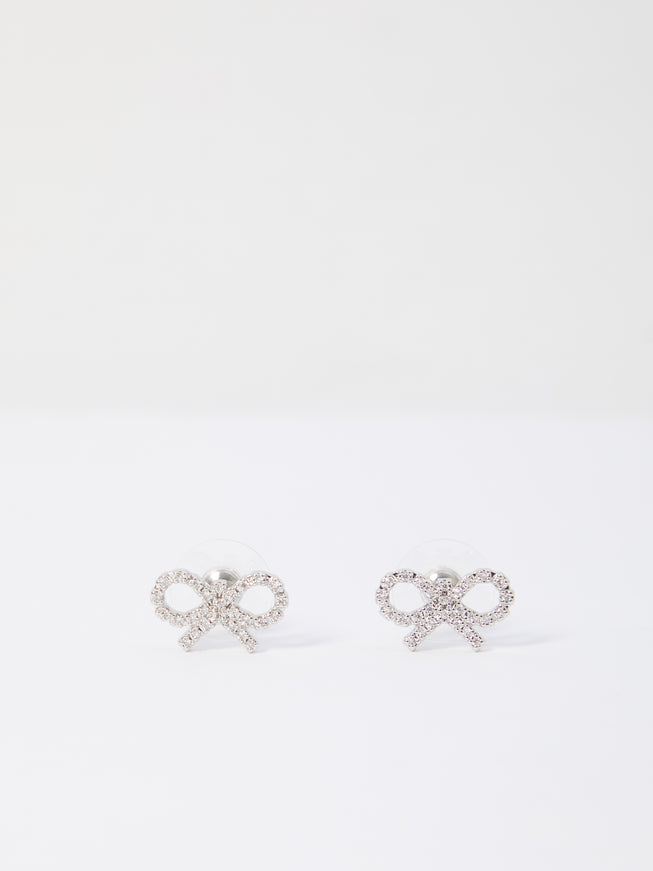 Self Portrait Micro Bow Earrings QT Silver