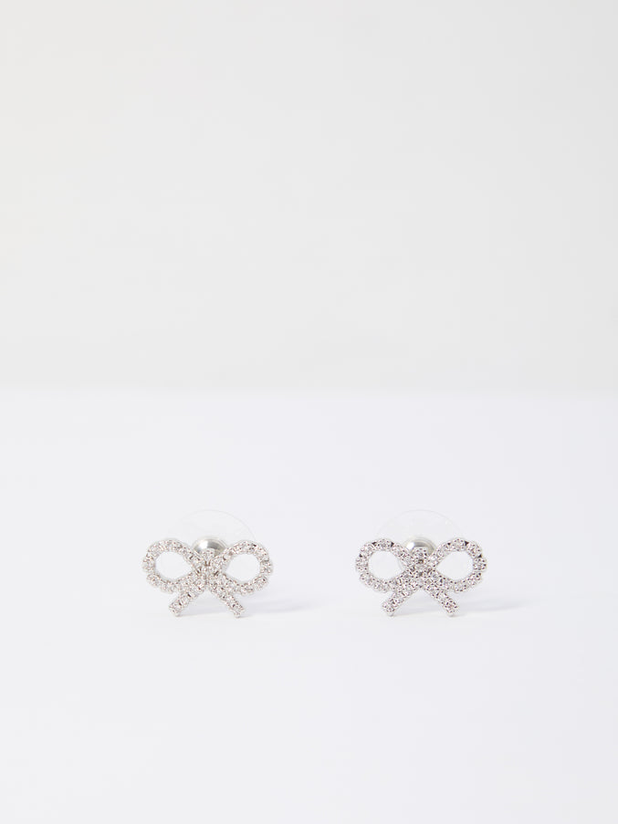 Self Portrait Micro Bow Earrings QT Silver