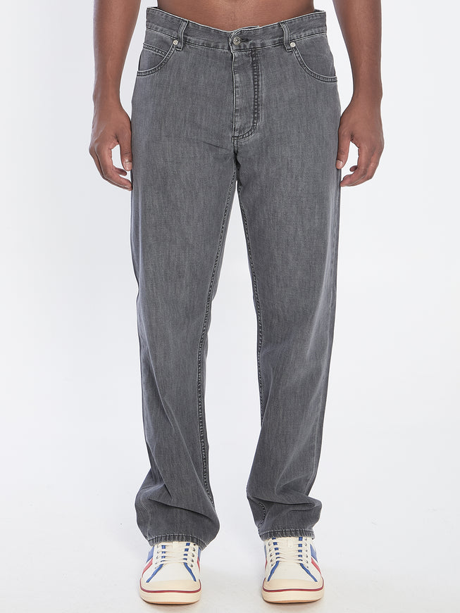 Bottega Veneta Straight-leg Jeans In Vintage Black Grey