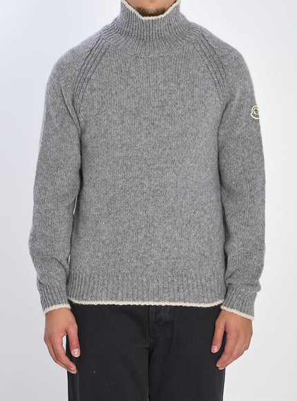 Moncler Turtleneck Sweater In Wool And Alpaca Grey