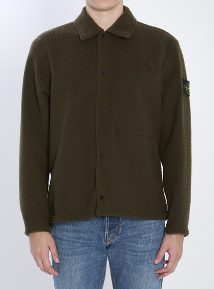 Stone Island Overshirt In Wool Blend Green