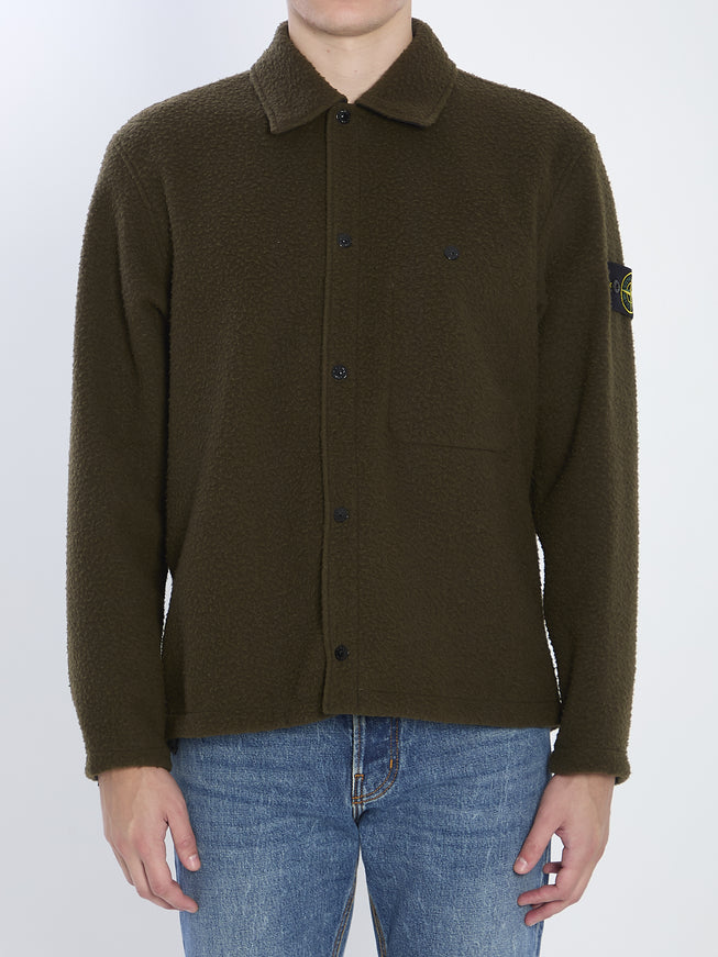 Stone Island Overshirt In Wool Blend Green