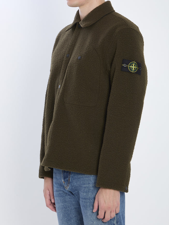 Stone Island Overshirt In Wool Blend