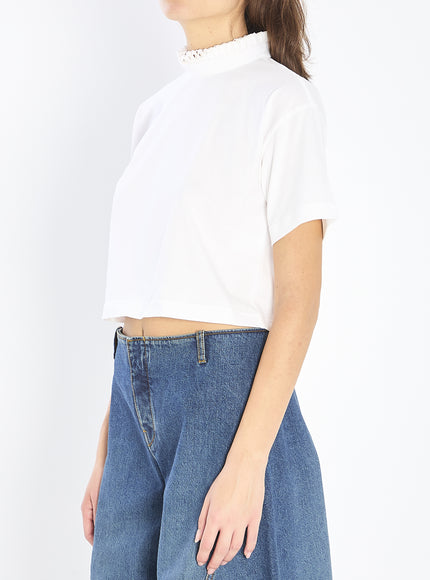 Alaia Cropped T-shirt In Cotton Jersey