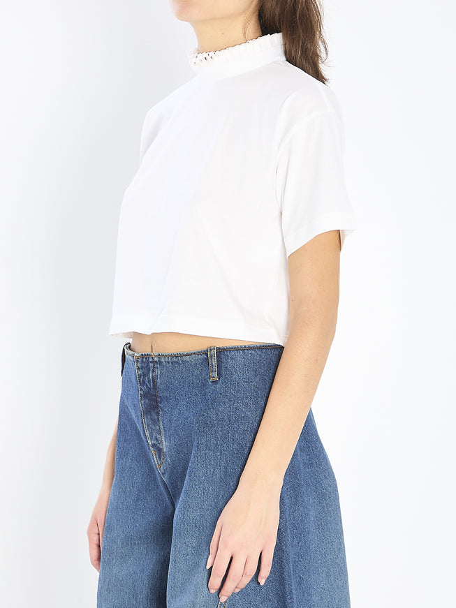 Alaia Cropped T-shirt In Cotton Jersey