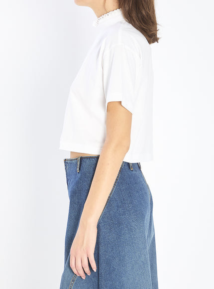 Alaia Cropped T-shirt In Cotton Jersey