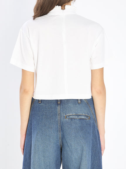 Alaia Cropped T-shirt In Cotton Jersey