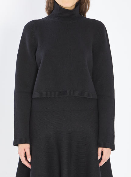 Alaia Cropped Cashmere Knit Pullover Black