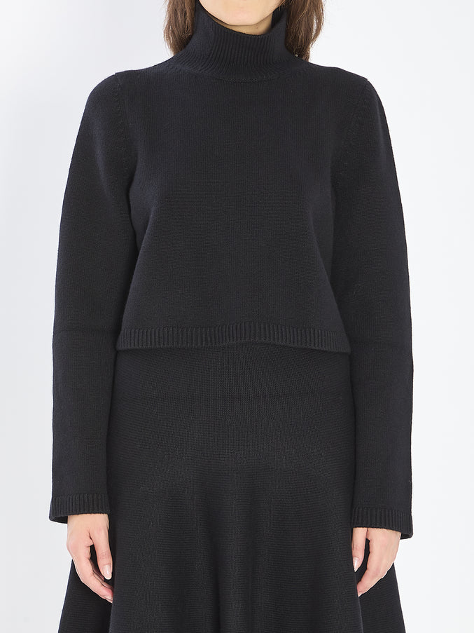 Alaia Cropped Cashmere Knit Pullover Black
