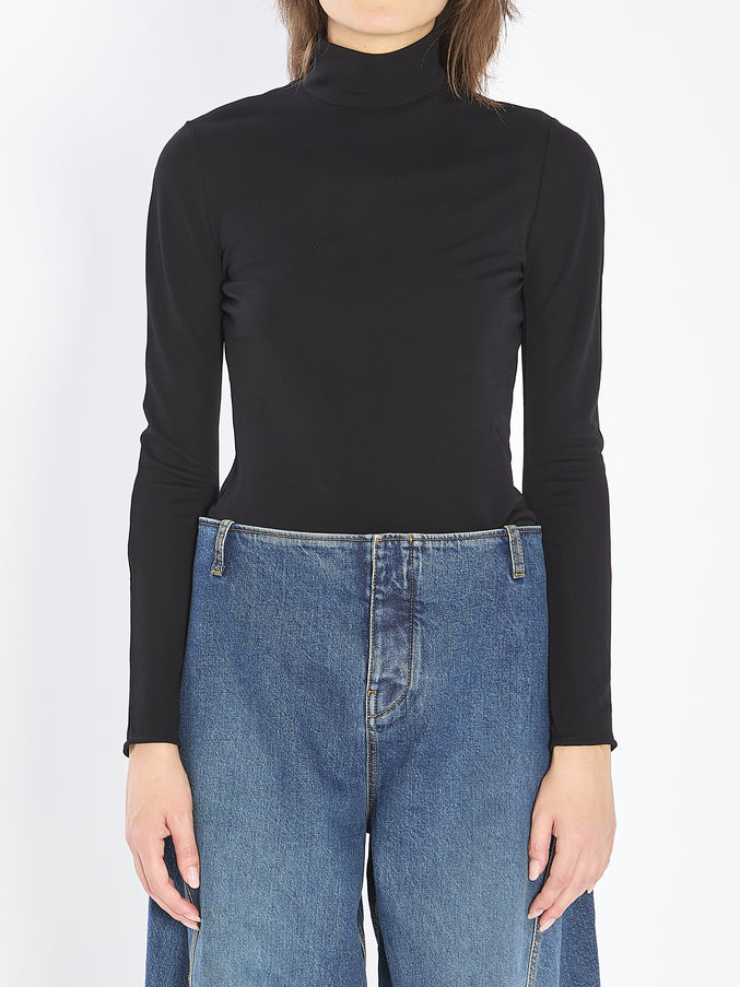 Alaia Fluid Jersey Bodysuit With Heart Cut-out Black