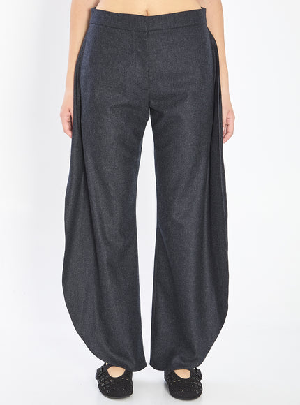 Alaia Petal Trousers In Wool Flannel Grey