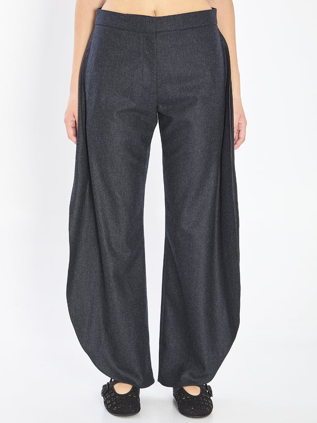 Alaia Petal Trousers In Wool Flannel Grey