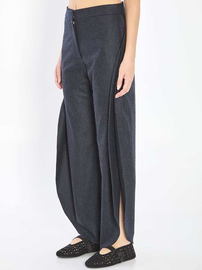 Alaia Petal Trousers In Wool Flannel