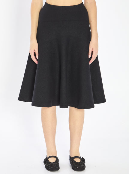 Alaia A-line Knit Skirt Black
