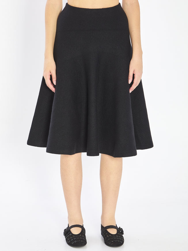 Alaia A-line Knit Skirt Black