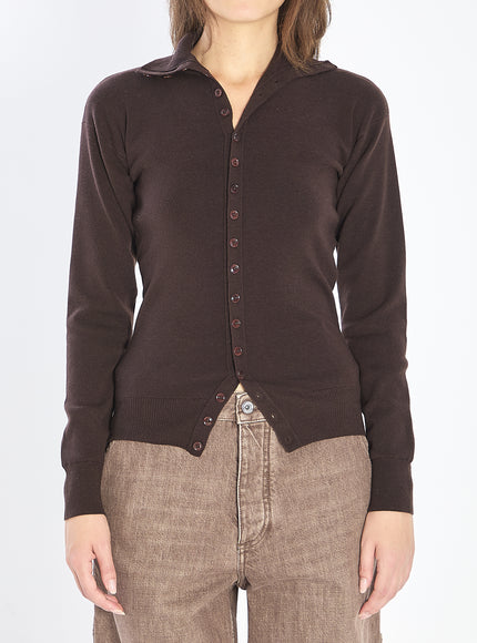 Lemaire Buttoned Fitted Cardigan Brown