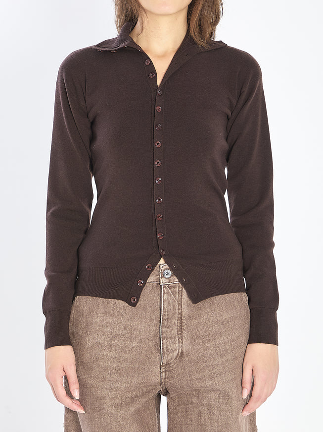 Lemaire Buttoned Fitted Cardigan Brown
