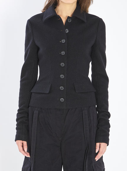 Dolce & Gabbana Single-breasted Wool Cloth Jacket Black