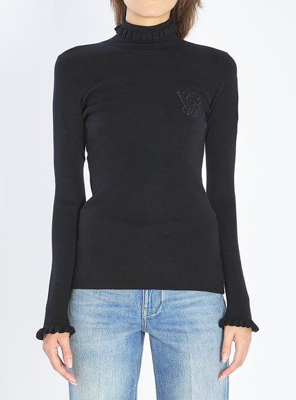 Valentino Garavani Turtleneck With Ruffles Black