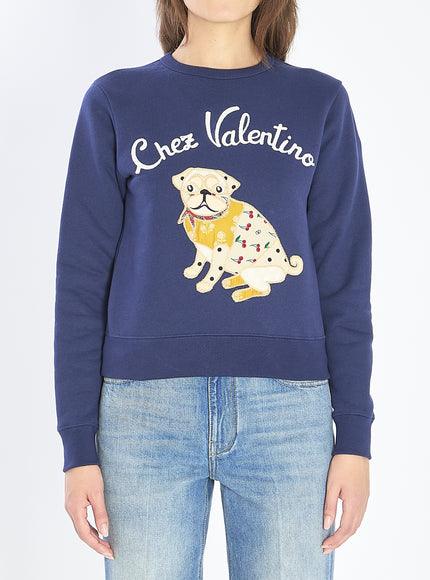 Valentino Garavani Cotton Jersey Sweatshirt Blue