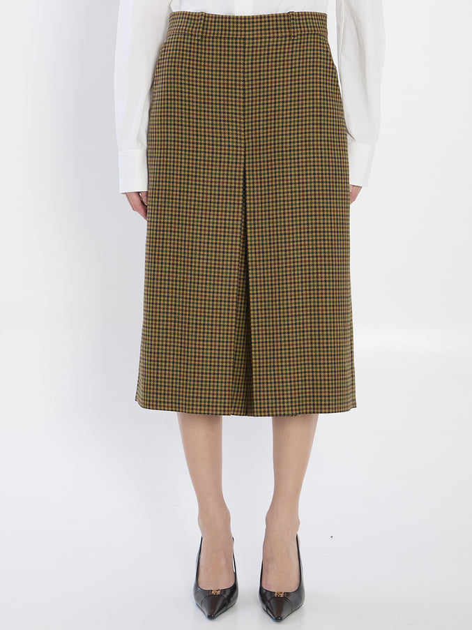 Saint Laurent Plaid Wool Skirt-pants Beige