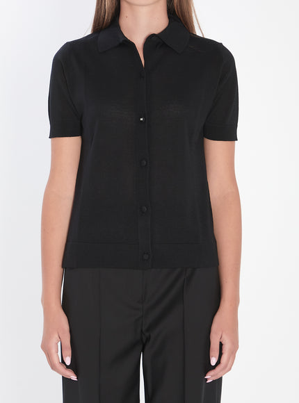 Max Mara Cardigan In Fine Wool Black