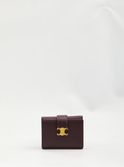 Celine Triomphe Fine Strap Wallet QT Bordeaux