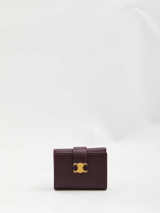 Celine Triomphe Fine Strap Wallet QT Bordeaux