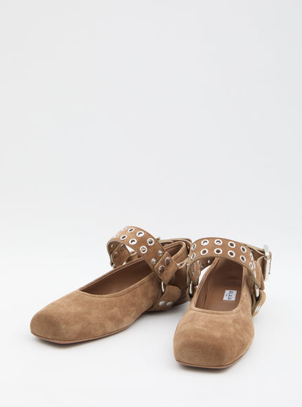 Alaia Suede Ballet Flats
