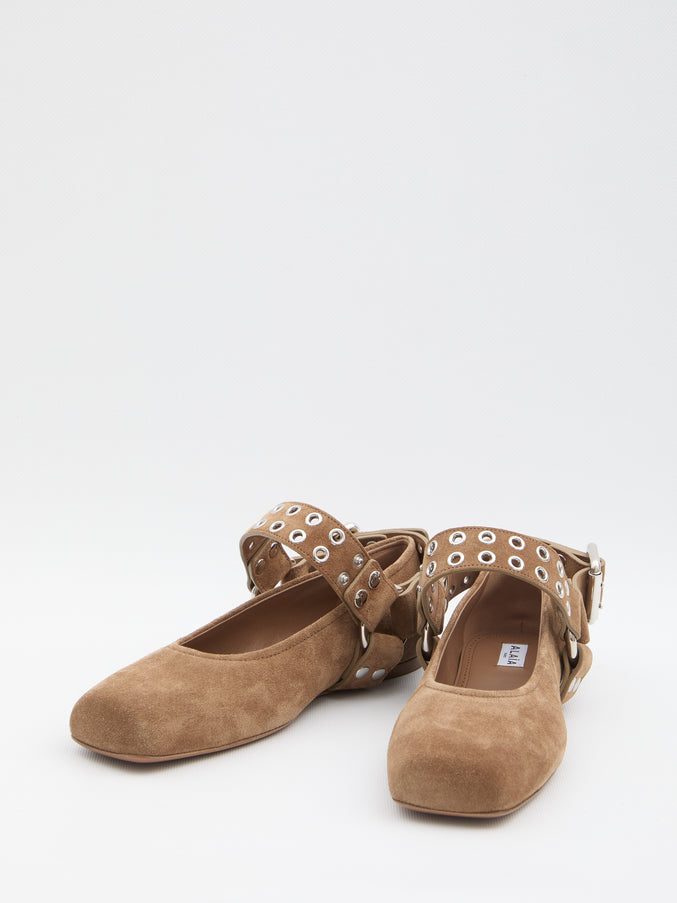 Alaia Suede Ballet Flats
