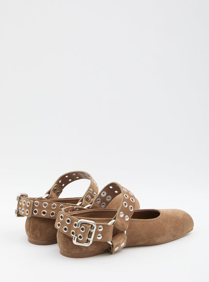 Alaia Suede Ballet Flats