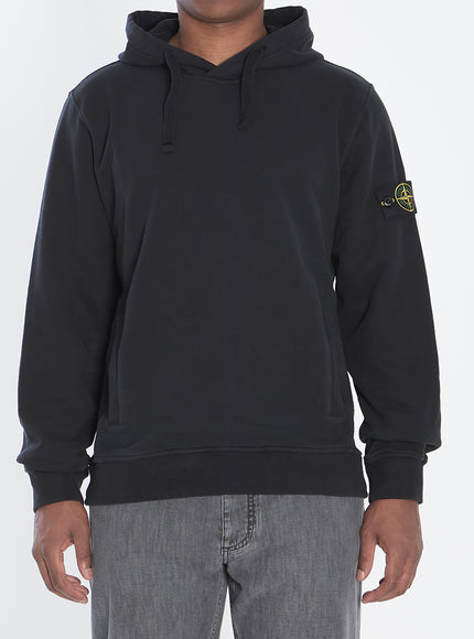 Stone Island Organic Cotton Hooded Sweatshirt Black