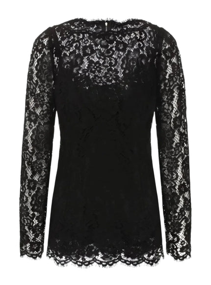 Dolce & Gabbana Lace Trim Long Sleeves Top