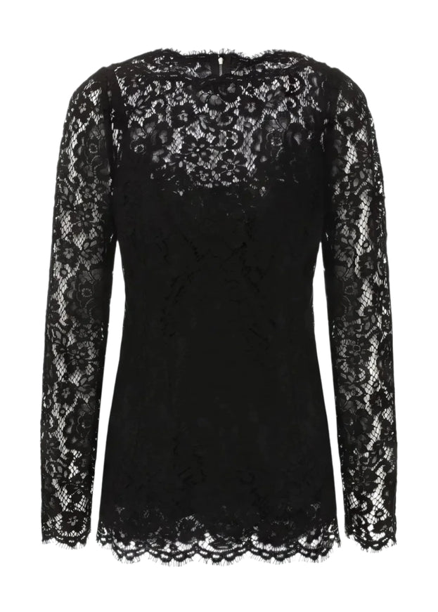 Dolce & Gabbana Lace Trim Long Sleeves Top