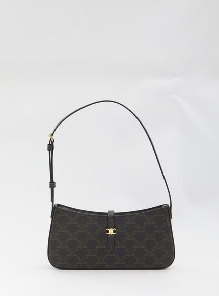 Celine Tina Bag In Triomphe Canvas QT Black