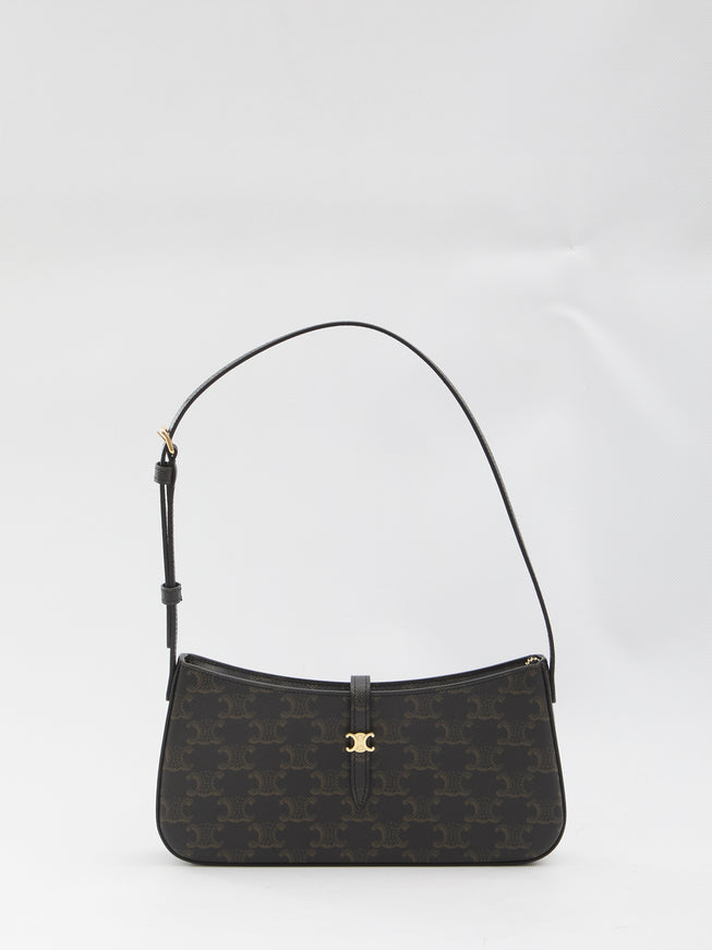 Celine Tina Bag In Triomphe Canvas QT Black