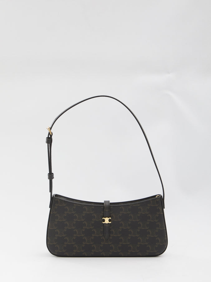 Celine Tina Bag In Triomphe Canvas QT Black