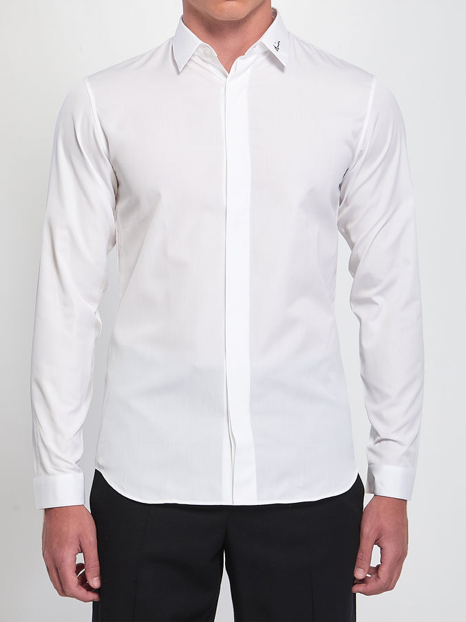 Dior Homme Cotton Shirt With Dior Embroidery White