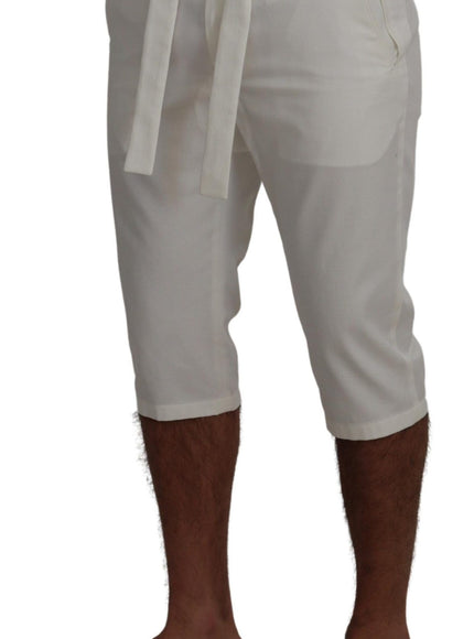 Side view of Dolce & Gabbana white chino shorts