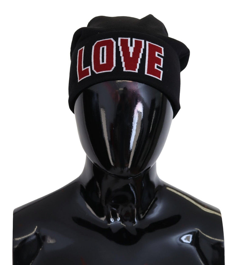 Dolce & Gabbana black beanie with 'LOVE' text front view