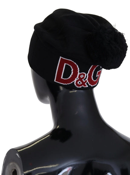 Back view of Dolce & Gabbana beanie with 'D&G' text and pom-pom