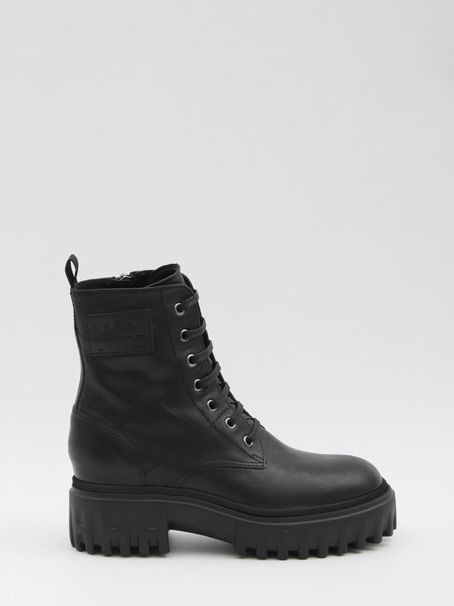 Hogan Leather Ankle Boots Black
