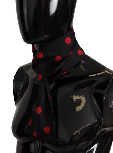 Side view of Dolce & Gabbana silk polka dot scarf on mannequin