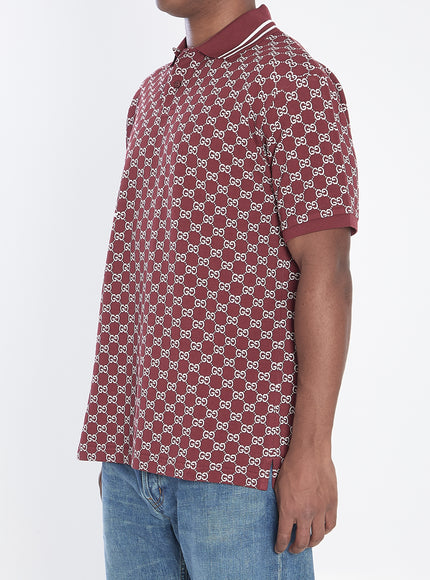 Gucci Polo In Gg Jacquard Cotton Piqué