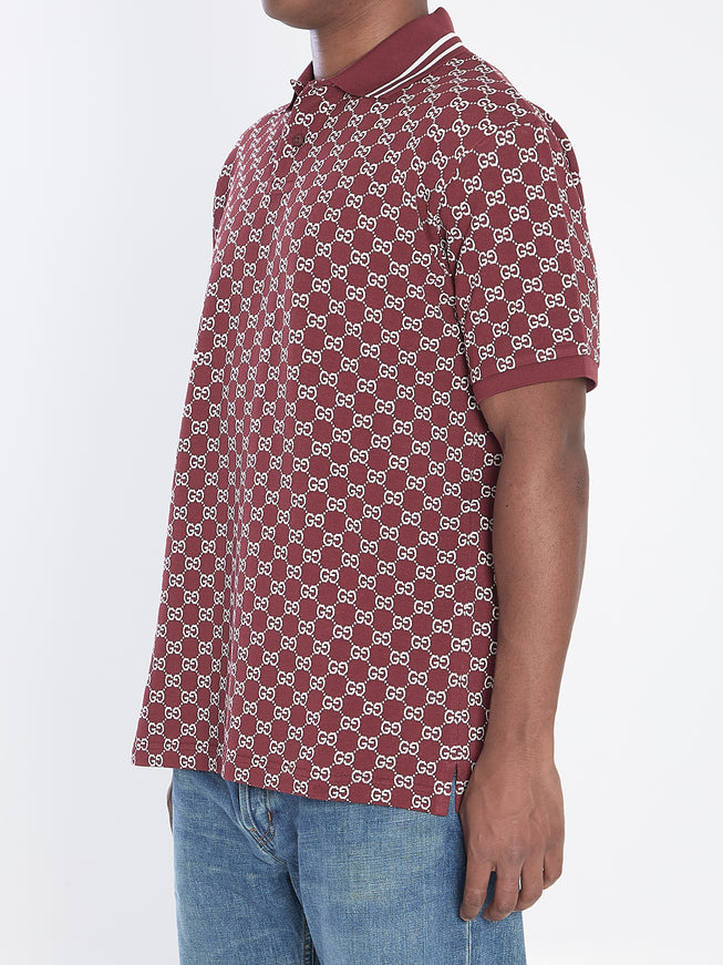 Gucci Polo In Gg Jacquard Cotton Piqué
