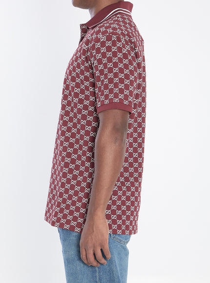 Gucci Polo In Gg Jacquard Cotton Piqué