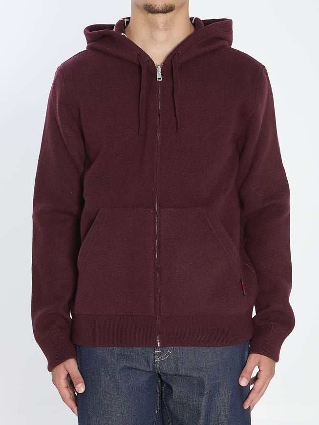 Gucci Reversible Sweatshirt In Gg Wool Bordeaux